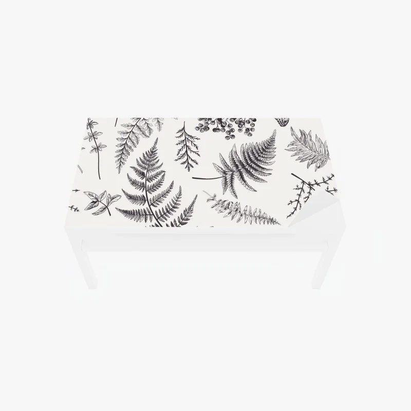 Tischaufkleber und Schreibtischaufkleber monochromes botanisches blättermuster
