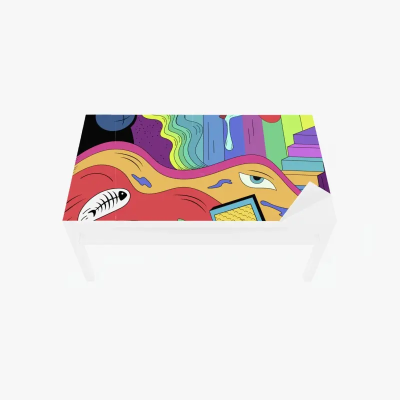 Tischaufkleber und Schreibtischaufkleber psychedelische pop-art traumlandschaft