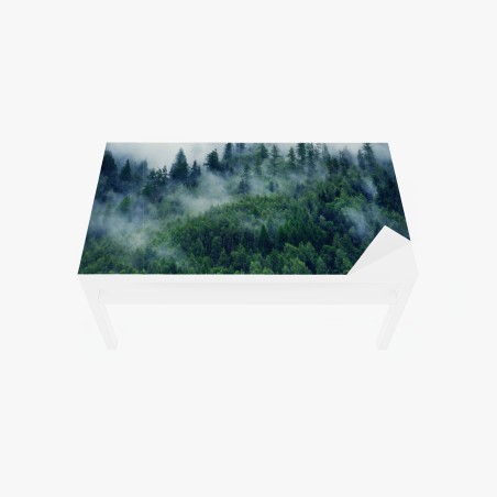 Tischaufkleber und Schreibtischaufkleber nebliger grüner wald – Wallnifity®
