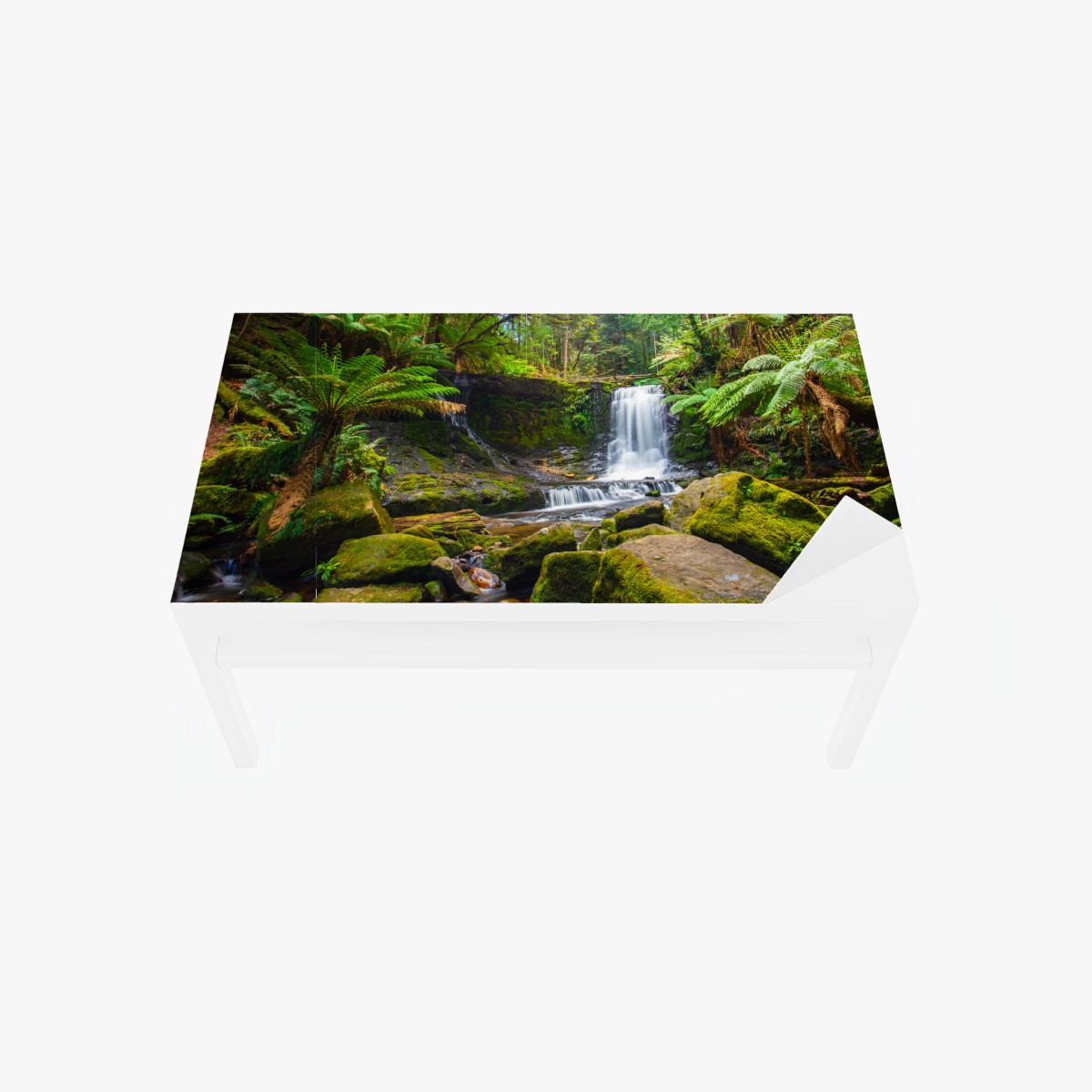 Tischaufkleber und Schreibtischaufkleber üppiger waldwasserfall – Wallnifity®