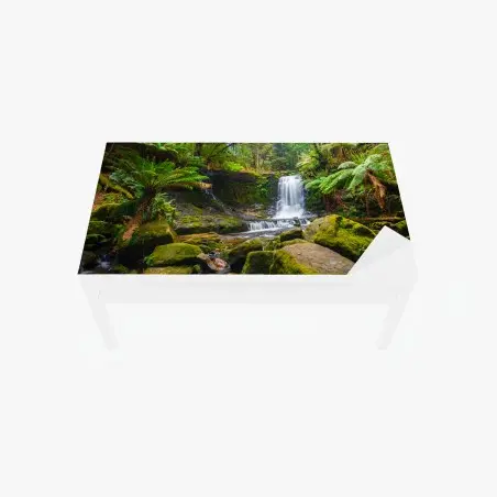 Tischaufkleber und Schreibtischaufkleber üppiger waldwasserfall – Wallnifity®