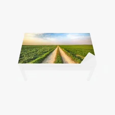 Tischaufkleber und Schreibtischaufkleber feldweg durch grüne felder – Wallnifity®