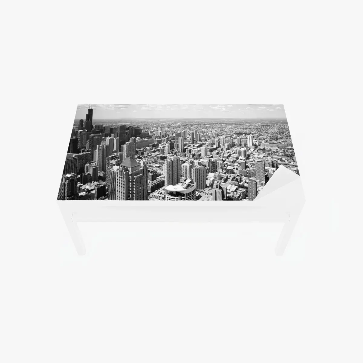 Tischaufkleber und Schreibtischaufkleber Chicago skyline in graustufen – Wallnifity®