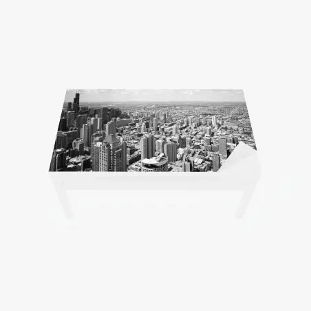 Tischaufkleber und Schreibtischaufkleber Chicago skyline in graustufen – Wallnifity®