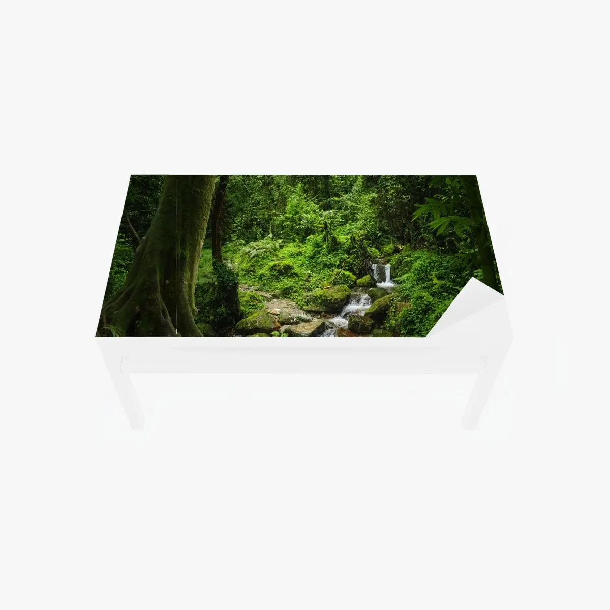 Tischaufkleber und Schreibtischaufkleber üppiger grüner waldwasserfall – Wallnifity®