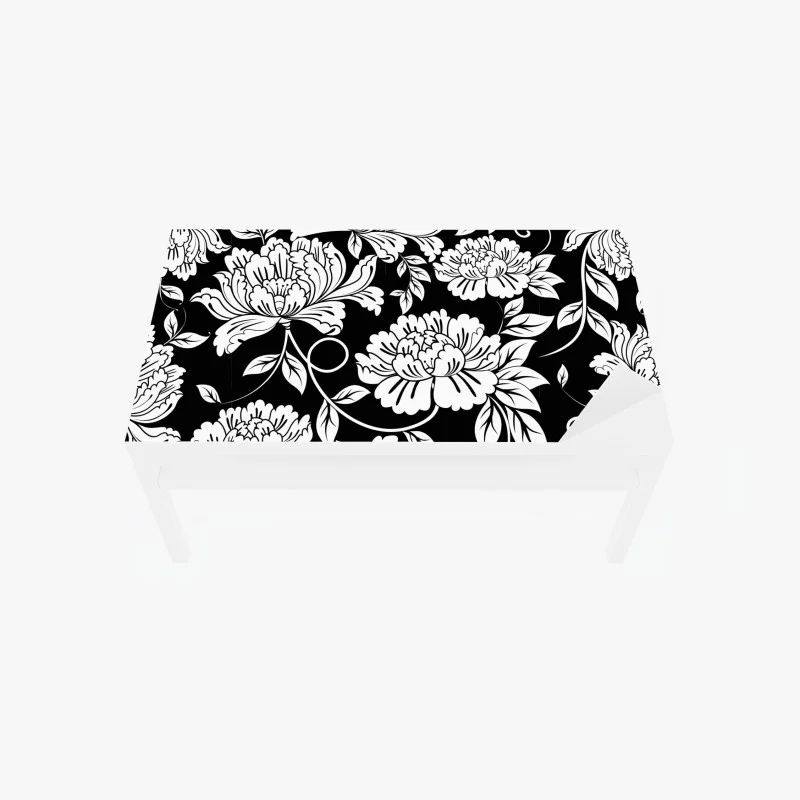 Tischaufkleber und Schreibtischaufkleber monochromes blumenmuster – Wallnifity®