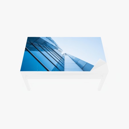 Tischaufkleber und Schreibtischaufkleber moderne blaue glasfassade – Wallnifity®