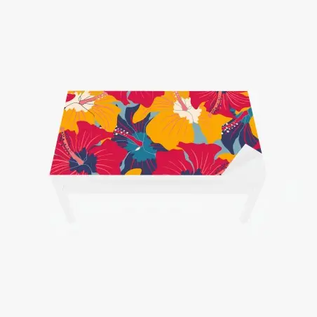 Tischaufkleber und Schreibtischaufkleber lebhaftes hibiskusmuster – Wallnifity®
