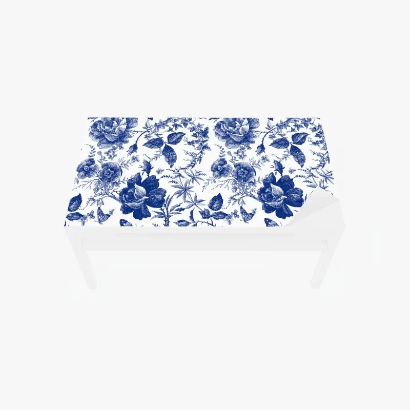Tischaufkleber und Schreibtischaufkleber blaues blumen toile-muster