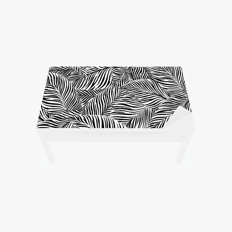 Tischaufkleber und Schreibtischaufkleber monochromes tropisches blattmuster