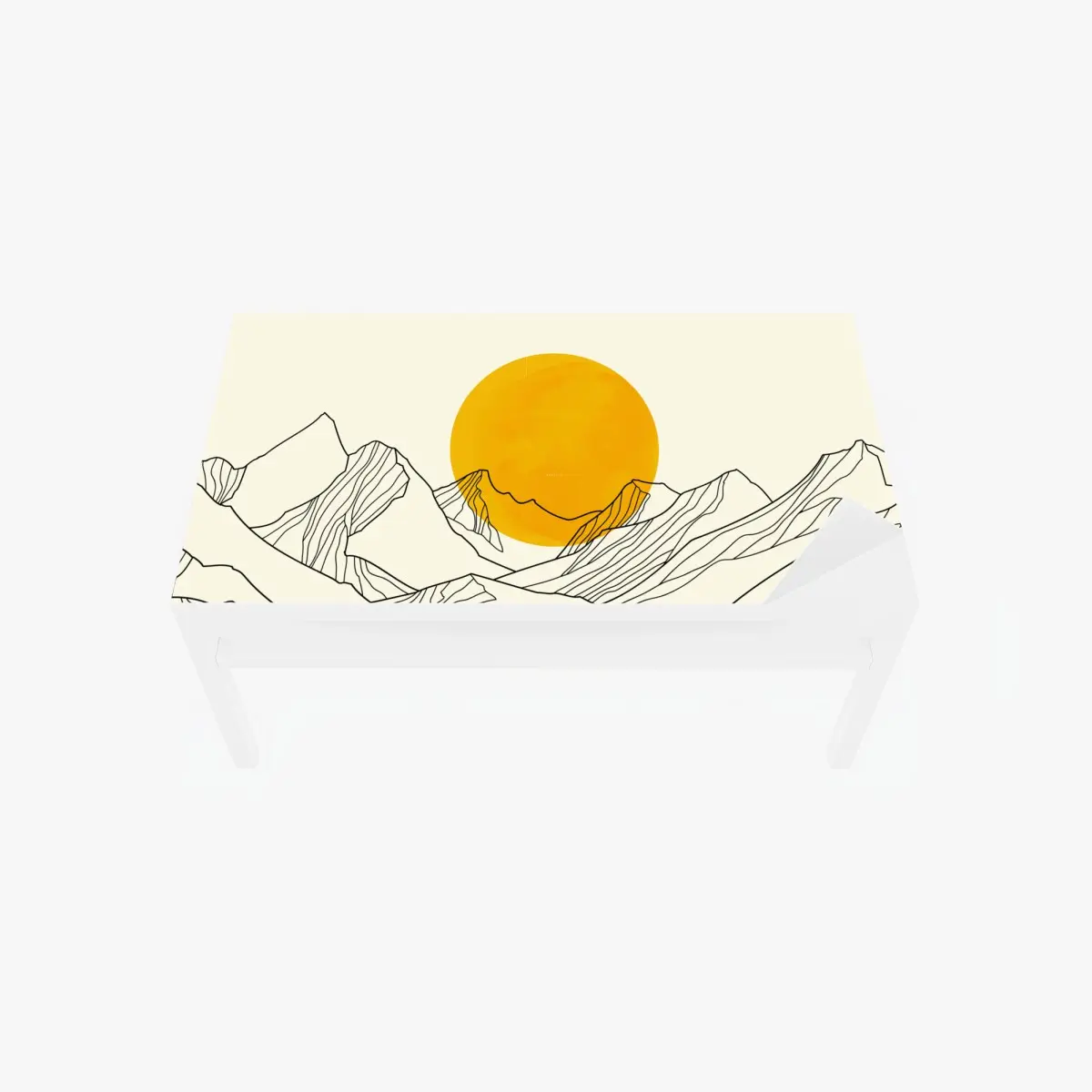 Tischaufkleber und Schreibtischaufkleber goldene sonne über minimalistischen bergen – Wallnifity® Tischaufkleber und Schreibtischaufkleber goldene sonne über minimalistischen bergen – Wallnifity®