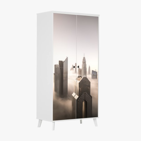 Schrankaufkleber neblige Dubai skyline über den wolken – Wallnifity®