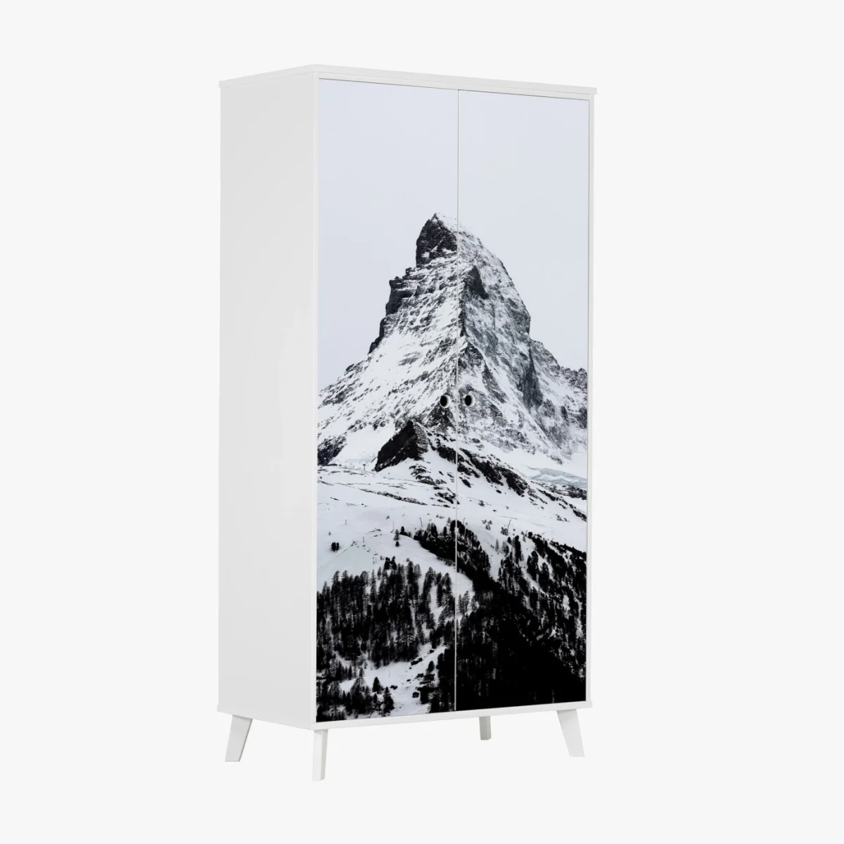 Schrankaufkleber einsamer schneebedeckter berggipfel – Wallnifity® Schrankaufkleber einsamer schneebedeckter berggipfel – Wallnifity®