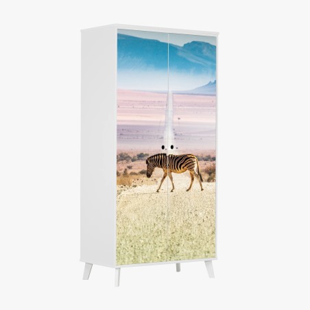 Schrankaufkleber zebra auf der wüstenstraße – Wallnifity®