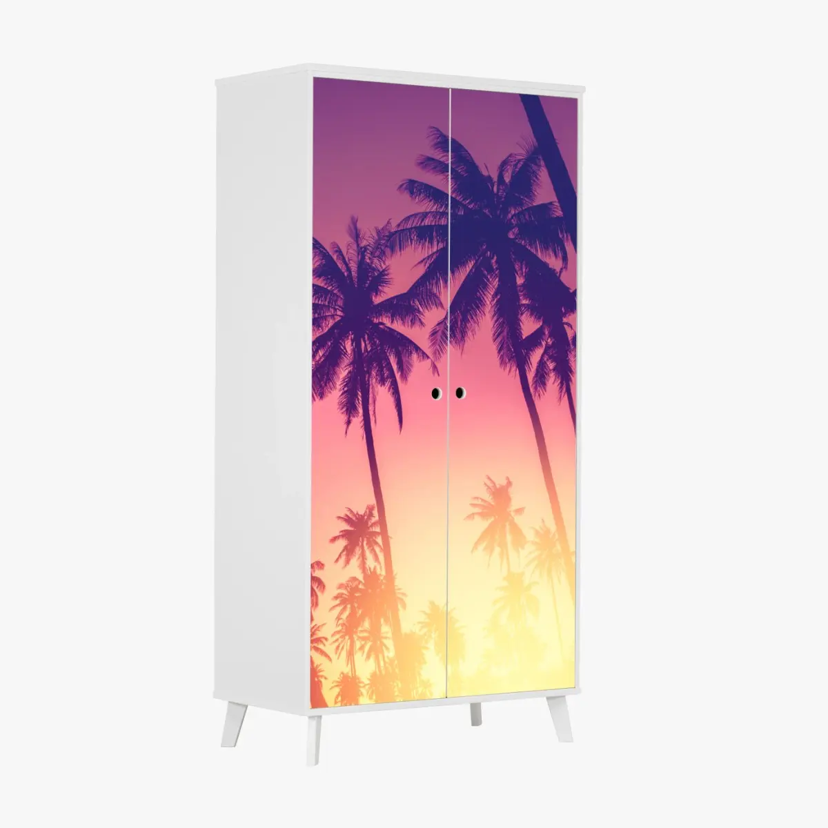 Schrankaufkleber tropischer sonnenuntergang mit palmensilhouette – Wallnifity® Schrankaufkleber tropischer sonnenuntergang mit palmensilhouette – Wallnifity®