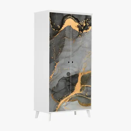 Schrankaufkleber rauchiger grauer marmor mit goldenen adern – Wallnifity®