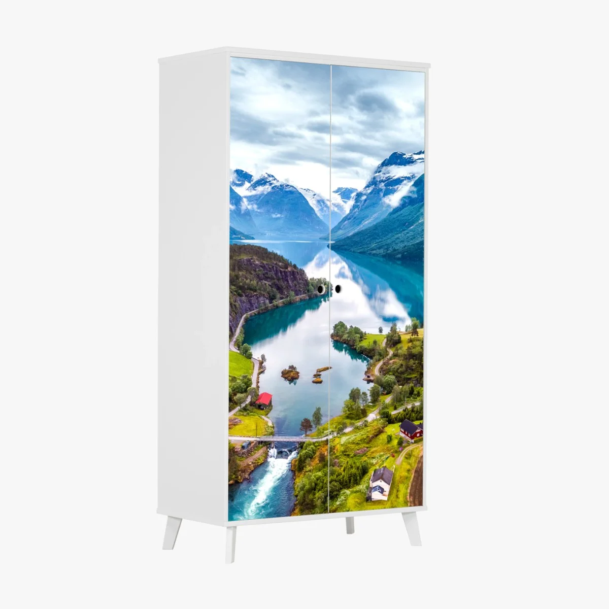 Schrankaufkleber Norwegen fjord aus der luft – Wallnifity® Schrankaufkleber Norwegen fjord aus der luft – Wallnifity®