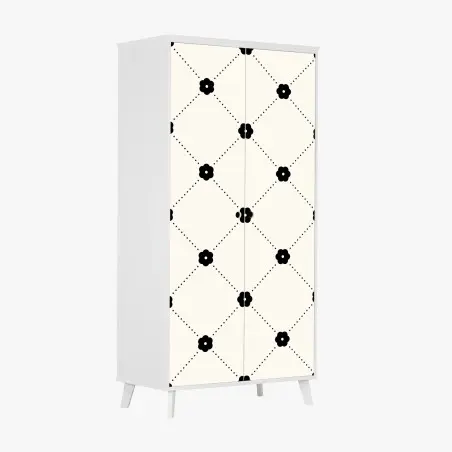 Schrankaufkleber minimalistisches schwarzes blumen-rautenmuster – Wallnifity®