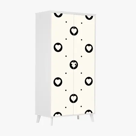 Schrankaufkleber minimalistisches muster mit schwarzen herzen – Wallnifity®