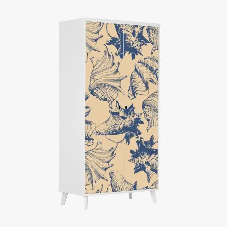 Schrankaufkleber muschelmuster in blau und beige – Wallnifity®