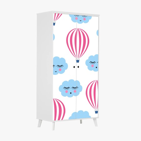 Schrankaufkleber pastellwolken und luftballons muster – Wallnifity®