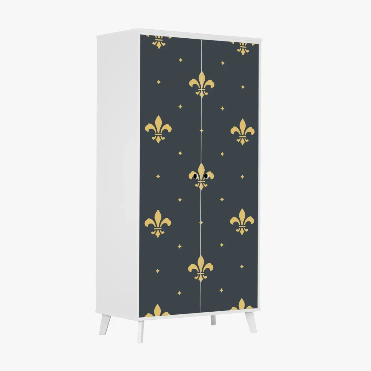 Schrankaufkleber goldenes lilienmuster auf dunklem hintergrund – Wallnifity®