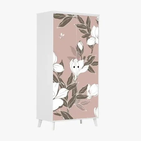 Schrankaufkleber zartes magnolienmuster – Wallnifity®