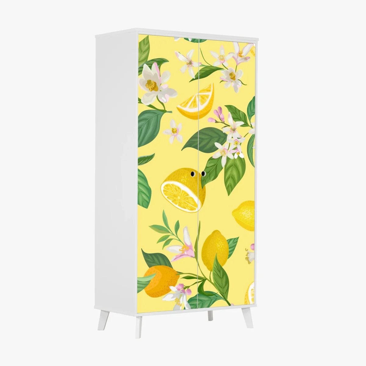 Schrankaufkleber zitronenblüten botanisches muster – Wallnifity® Schrankaufkleber zitronenblüten botanisches muster – Wallnifity®