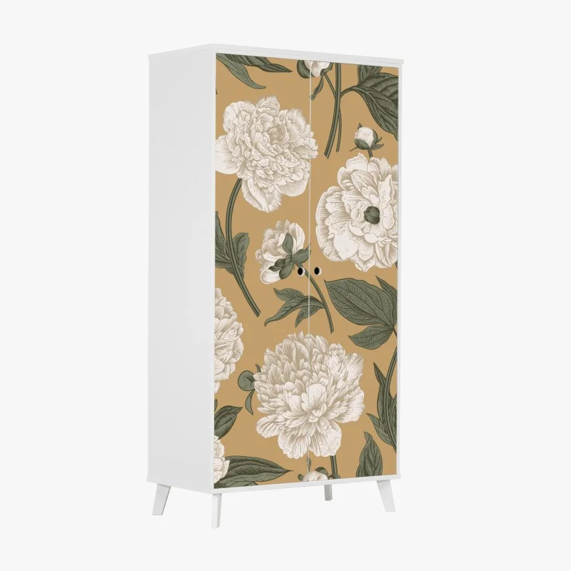 Schrankaufkleber vintage botanisches muster mit pfingstrosen