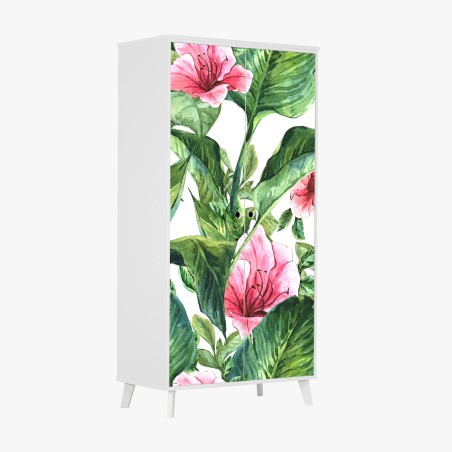 Schrankaufkleber rosa aquarell blumen botanikmotiv – Wallnifity®