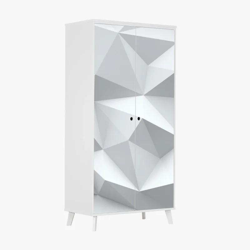 Schrankaufkleber weißes dreidimensionales low-poly geometrisches muster – Wallnifity® Schrankaufkleber weißes dreidimensionales low-poly geometrisches muster – Wallnifity®