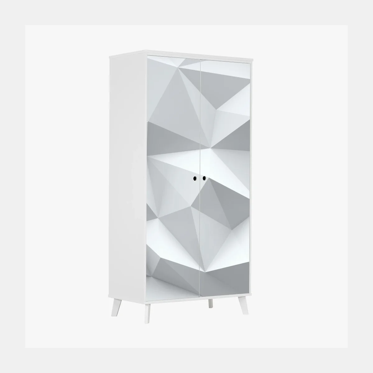 Schrankaufkleber weißes dreidimensionales low-poly geometrisches muster – Wallnifity® Schrankaufkleber weißes dreidimensionales low-poly geometrisches muster – Wallnifity®