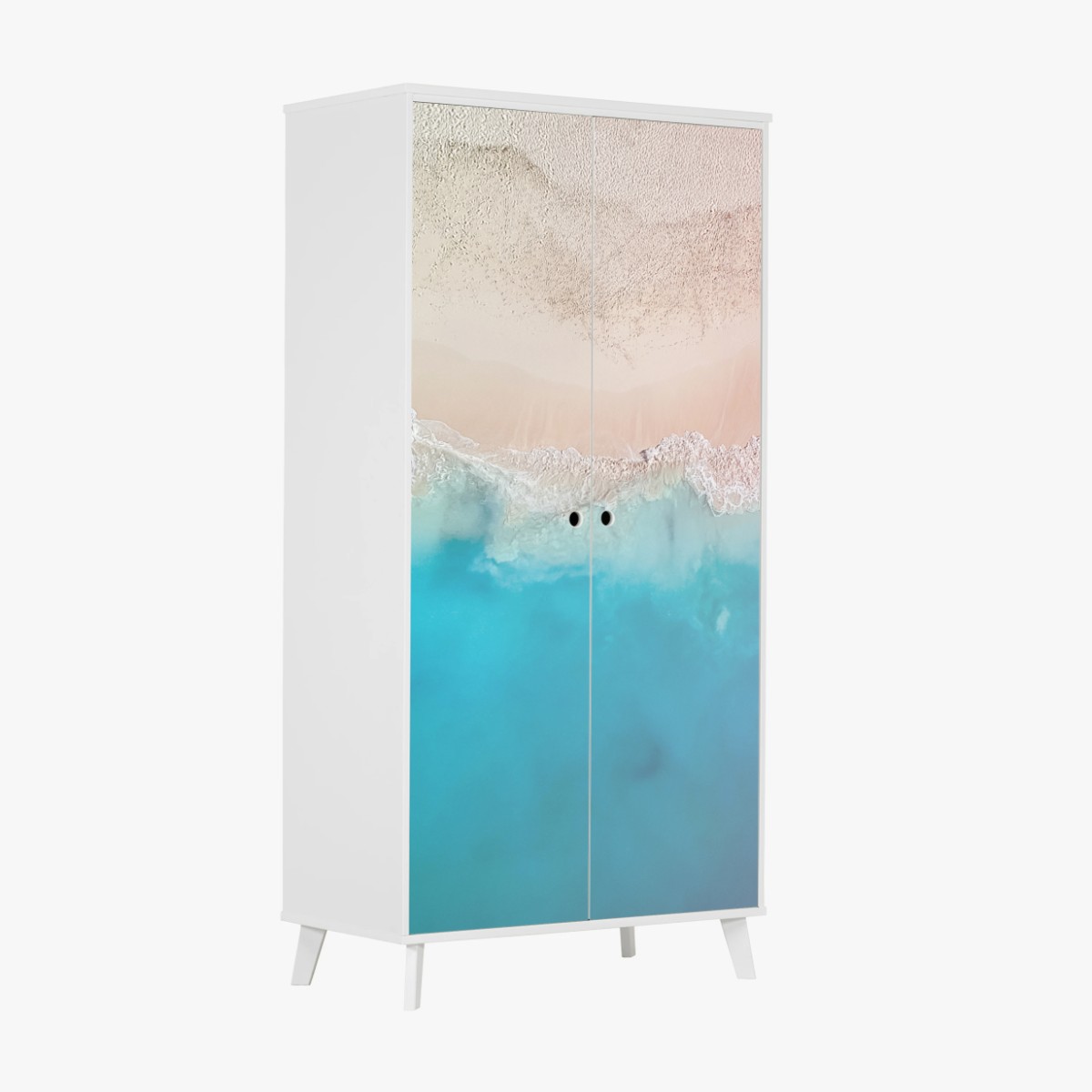 Schrankaufkleber pastell türkis strand aus der luft – Wallnifity®