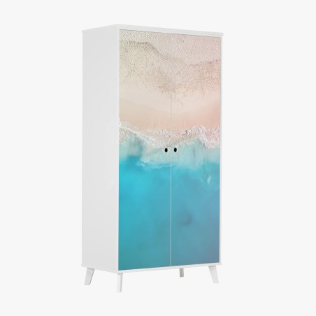 Schrankaufkleber pastell türkis strand aus der luft – Wallnifity®