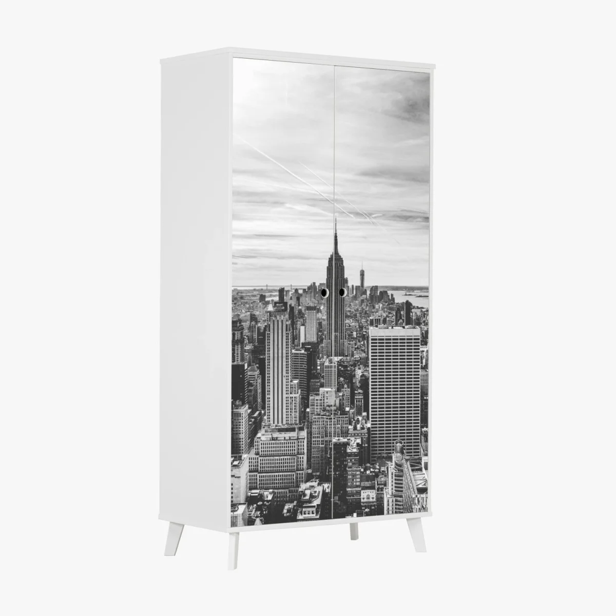 Schrankaufkleber panorama von New York in graustufen – Wallnifity® Schrankaufkleber panorama von New York in graustufen – Wallnifity®