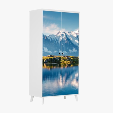 Schrankaufkleber panorama von Mont Blanc über dem Lac Blanc – Wallnifity®