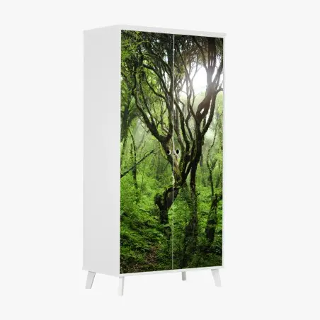 Schrankaufkleber mystischer grüner wald – Wallnifity®