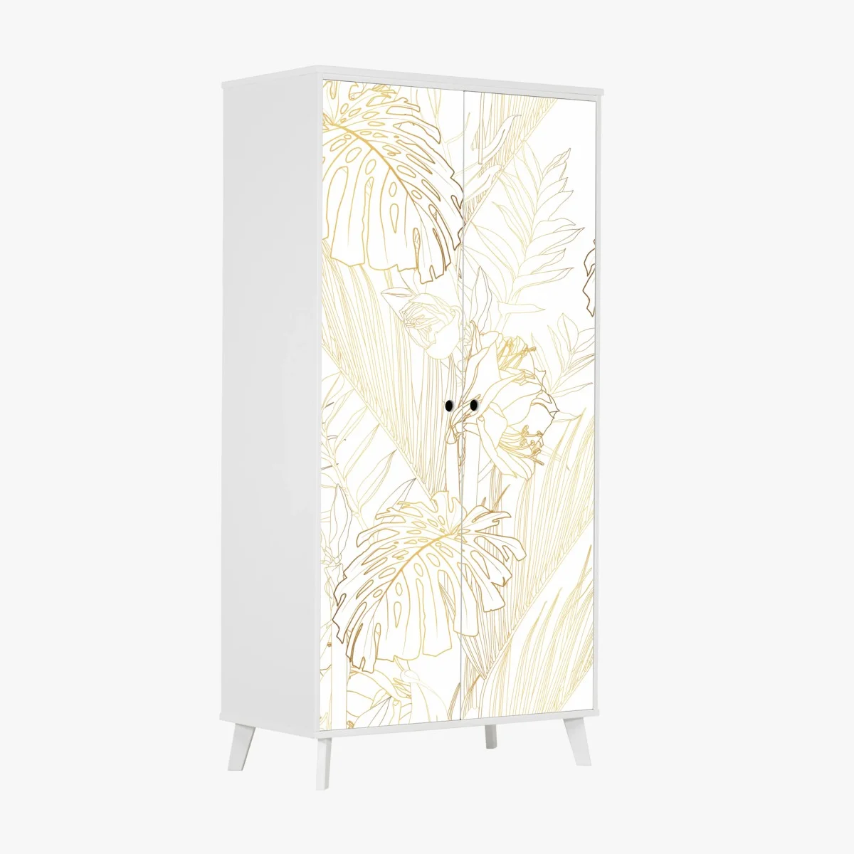 Schrankaufkleber goldenes tropisches blattmuster – Wallnifity® Schrankaufkleber goldenes tropisches blattmuster – Wallnifity®