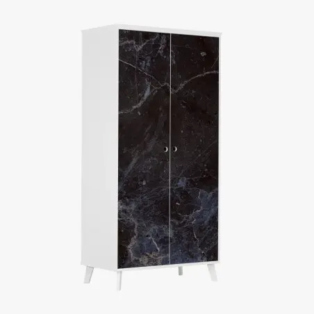 Schrankaufkleber dunkle marmortextur mit blauen adern – Wallnifity®