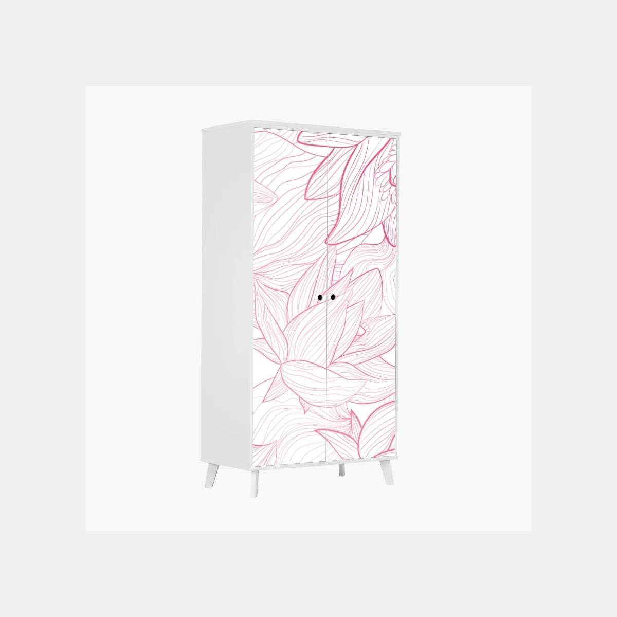 Schrankaufkleber zartes rosa blumenlinienmuster – Wallnifity® Schrankaufkleber zartes rosa blumenlinienmuster – Wallnifity®