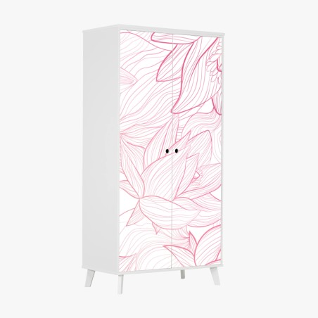 Schrankaufkleber zartes rosa blumenlinienmuster – Wallnifity®