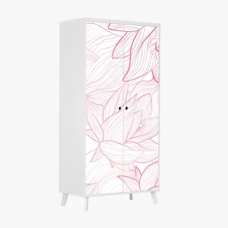 Schrankaufkleber zartes rosa blumenlinienmuster – Wallnifity®