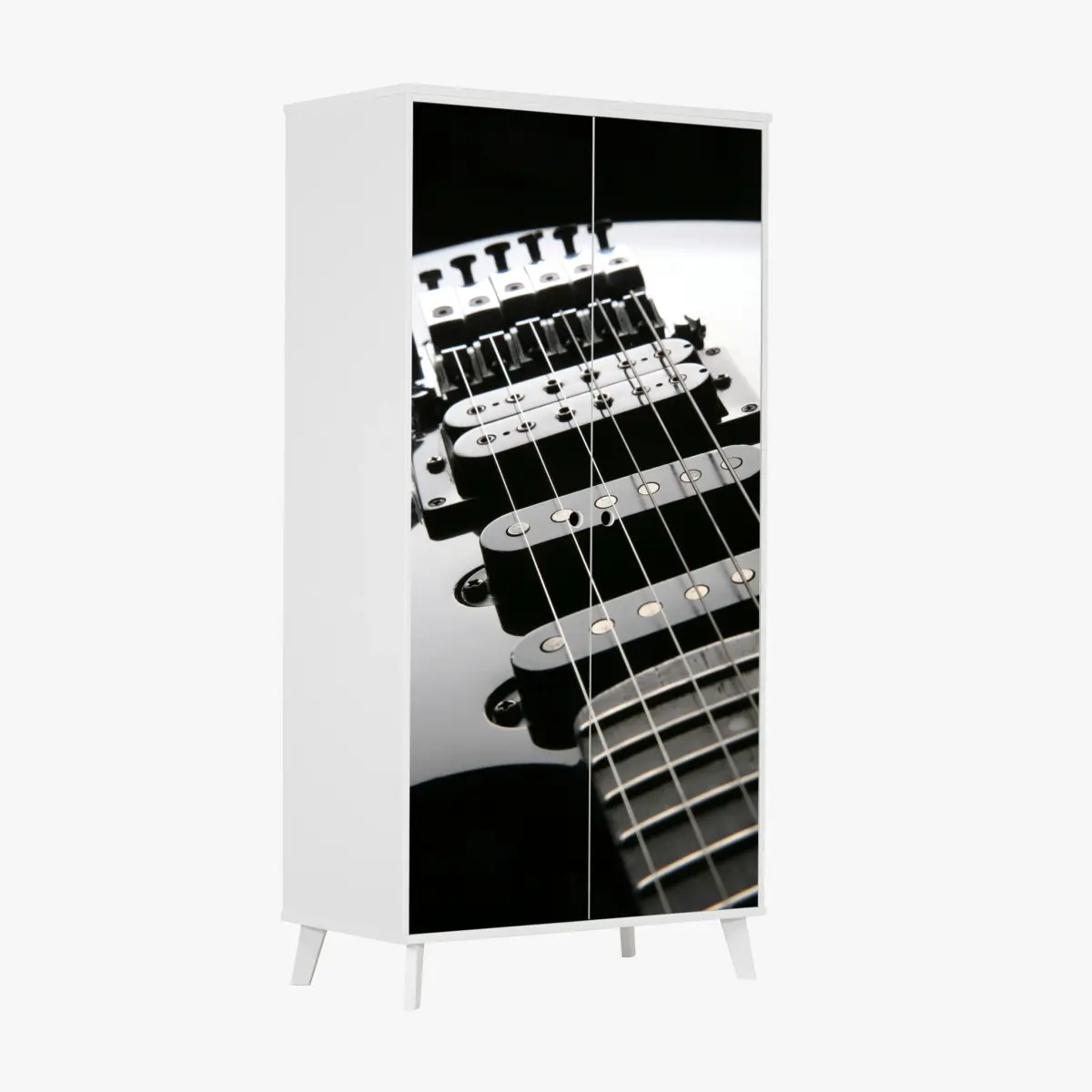 Schrankaufkleber nahaufnahme einer schwarzen elektrogitarre – Wallnifity®