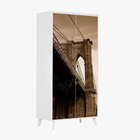 Schrankaufkleber sepia ansicht der Brooklyn Bridge – Wallnifity®