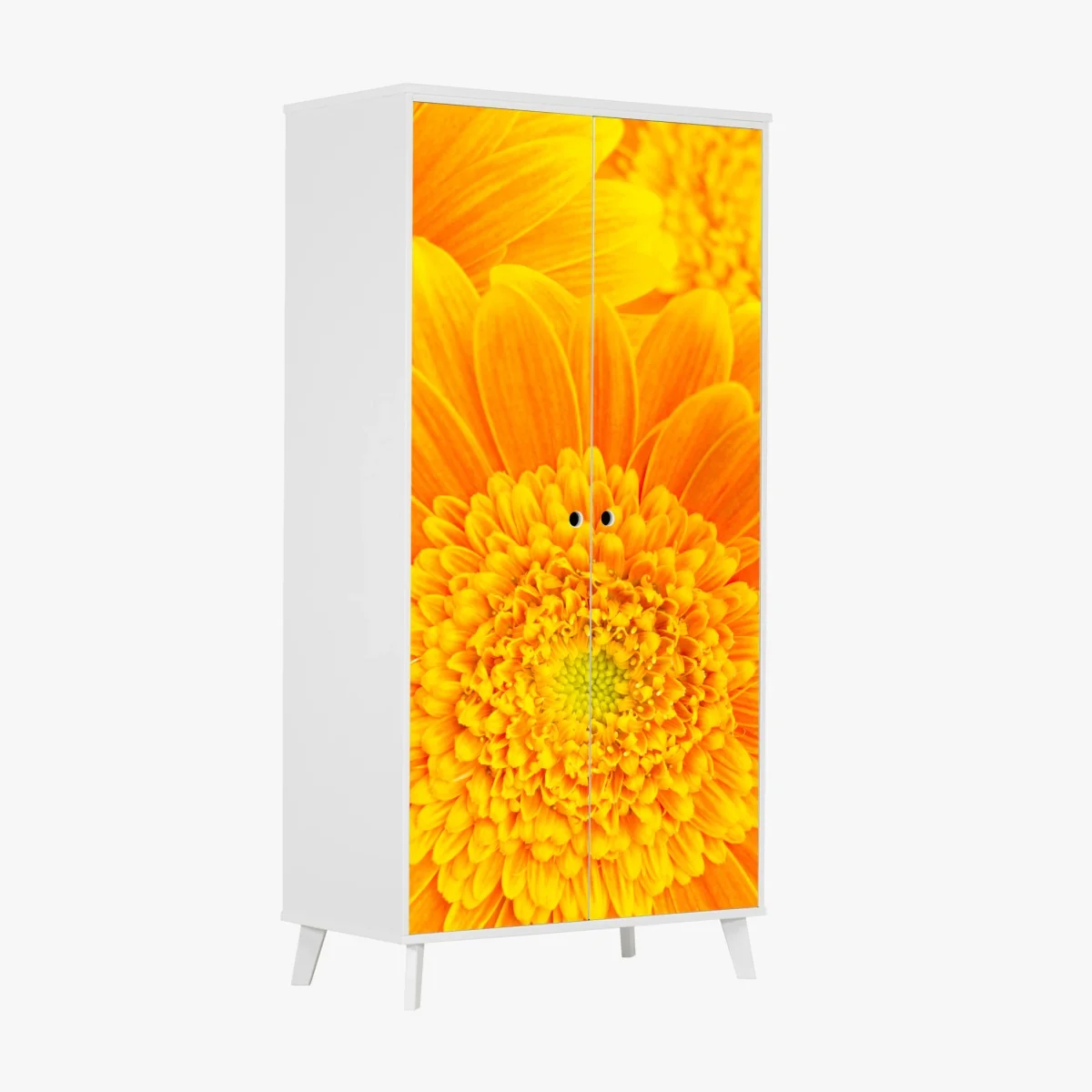 Schrankaufkleber intensive orange gerbera nahaufnahme – Wallnifity® Schrankaufkleber intensive orange gerbera nahaufnahme – Wallnifity®