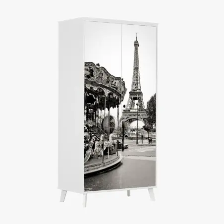 Schrankaufkleber Eiffelturm und karussell in Paris – Wallnifity®