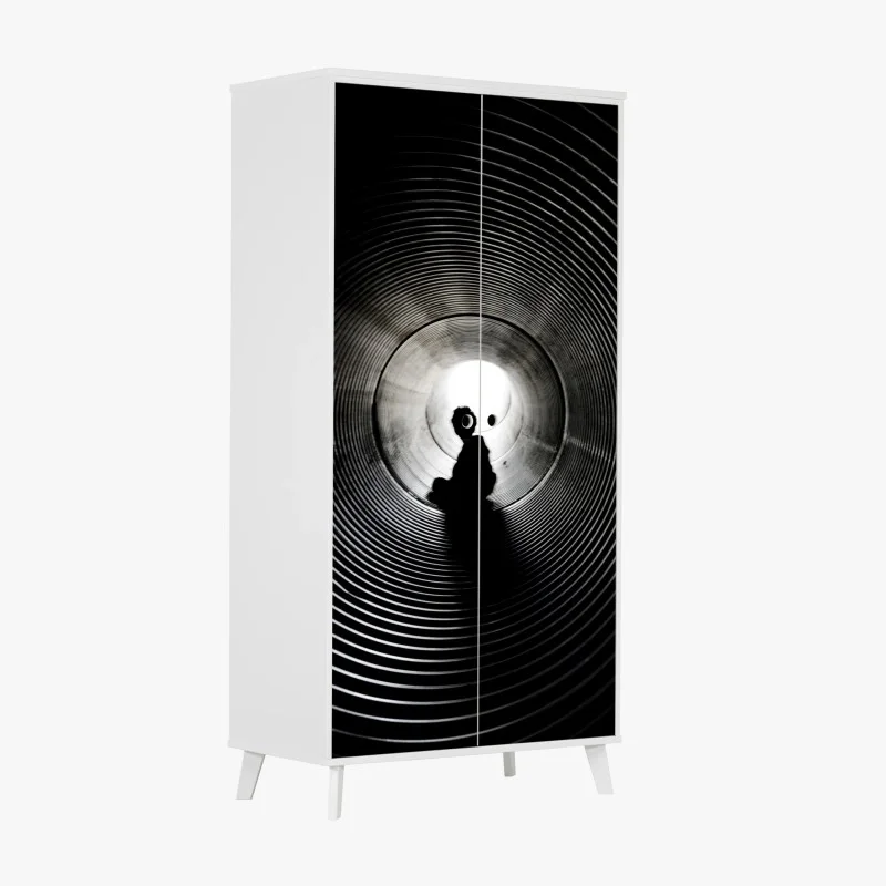 Schrankaufkleber silhouette in einem spiraltunnel