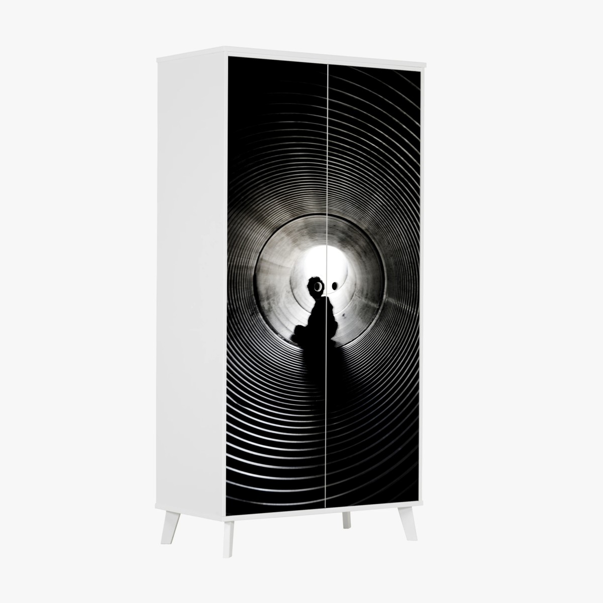 Schrankaufkleber silhouette in einem spiraltunnel – Wallnifity®