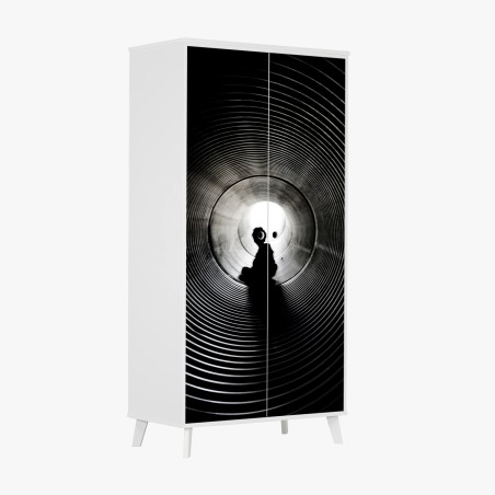 Schrankaufkleber silhouette in einem spiraltunnel – Wallnifity®