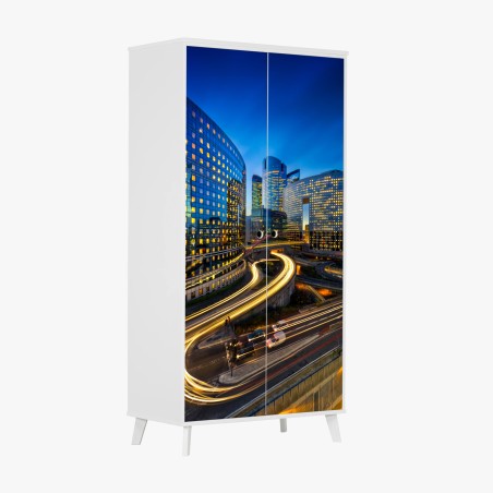 Schrankaufkleber moderne stadtsilhouette bei dämmerung – Wallnifity®